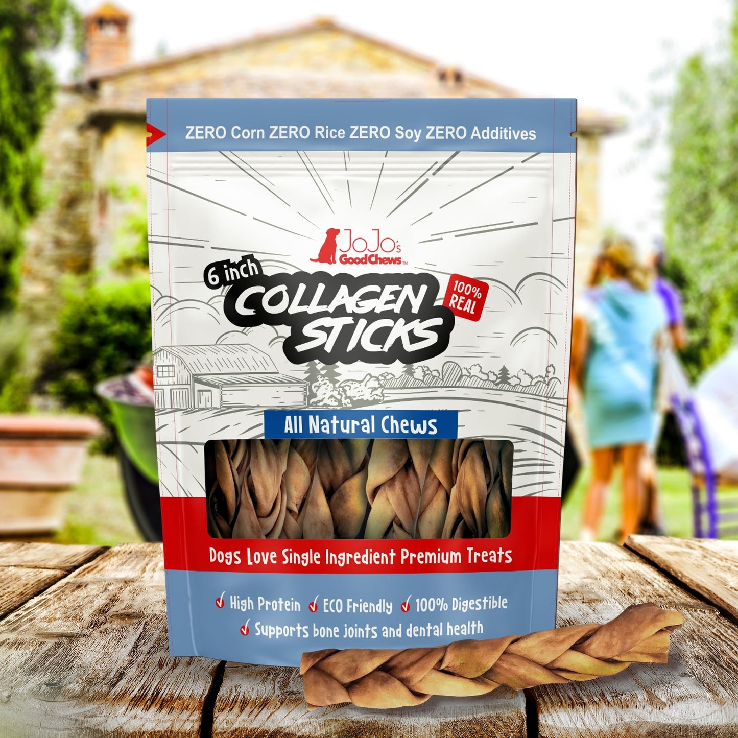 Dog Treats All-Natural Braided Collagen Stick Treats Essenti - lifestyle product image for dog treats