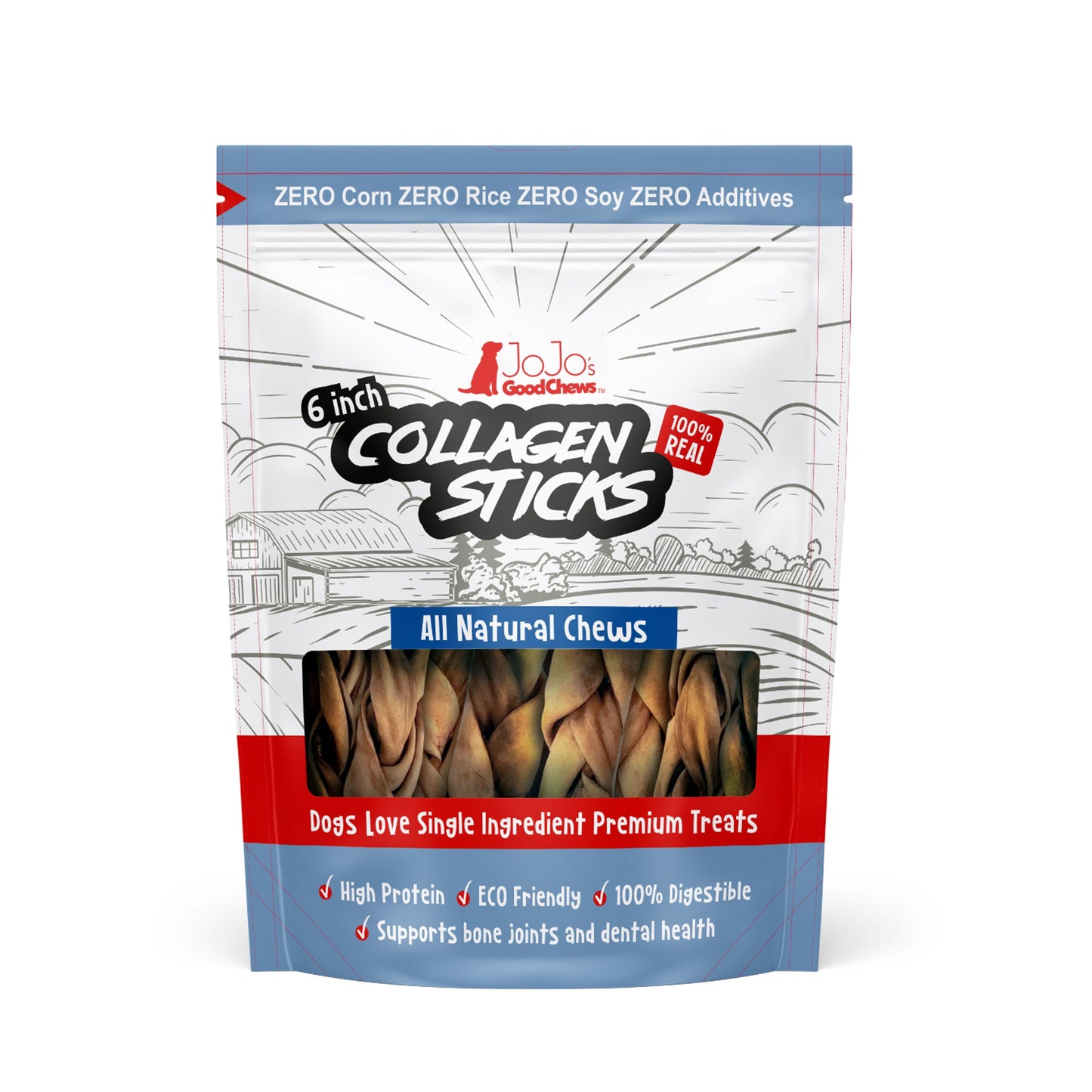 Dog Treats All-Natural Braided Collagen Stick Treats Essenti - main product image for dog treats