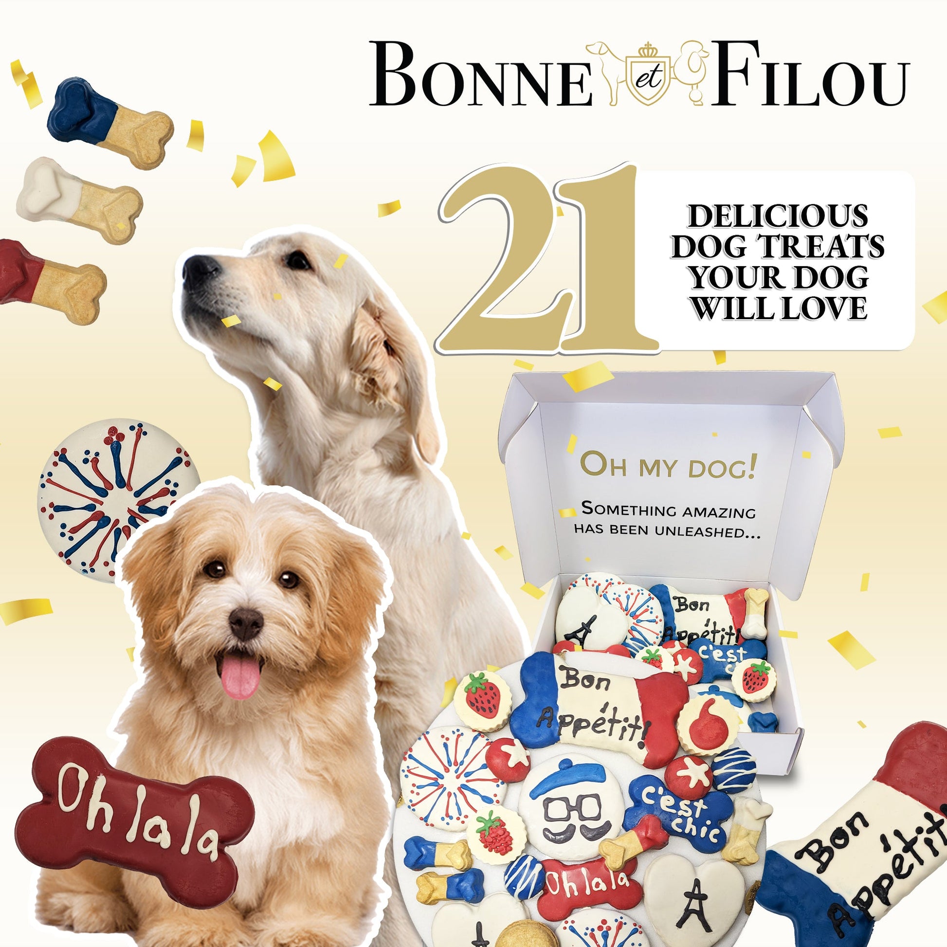 Dog Treats French Themed Treats Gift Box for Daily Use Essen - gallery product image for dog treats