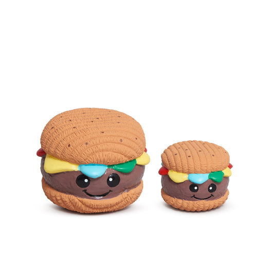 Dog Food Big Buns Foodies Hamburger Ruff-Tex Latex Ball Toy main product image for dogs and cats