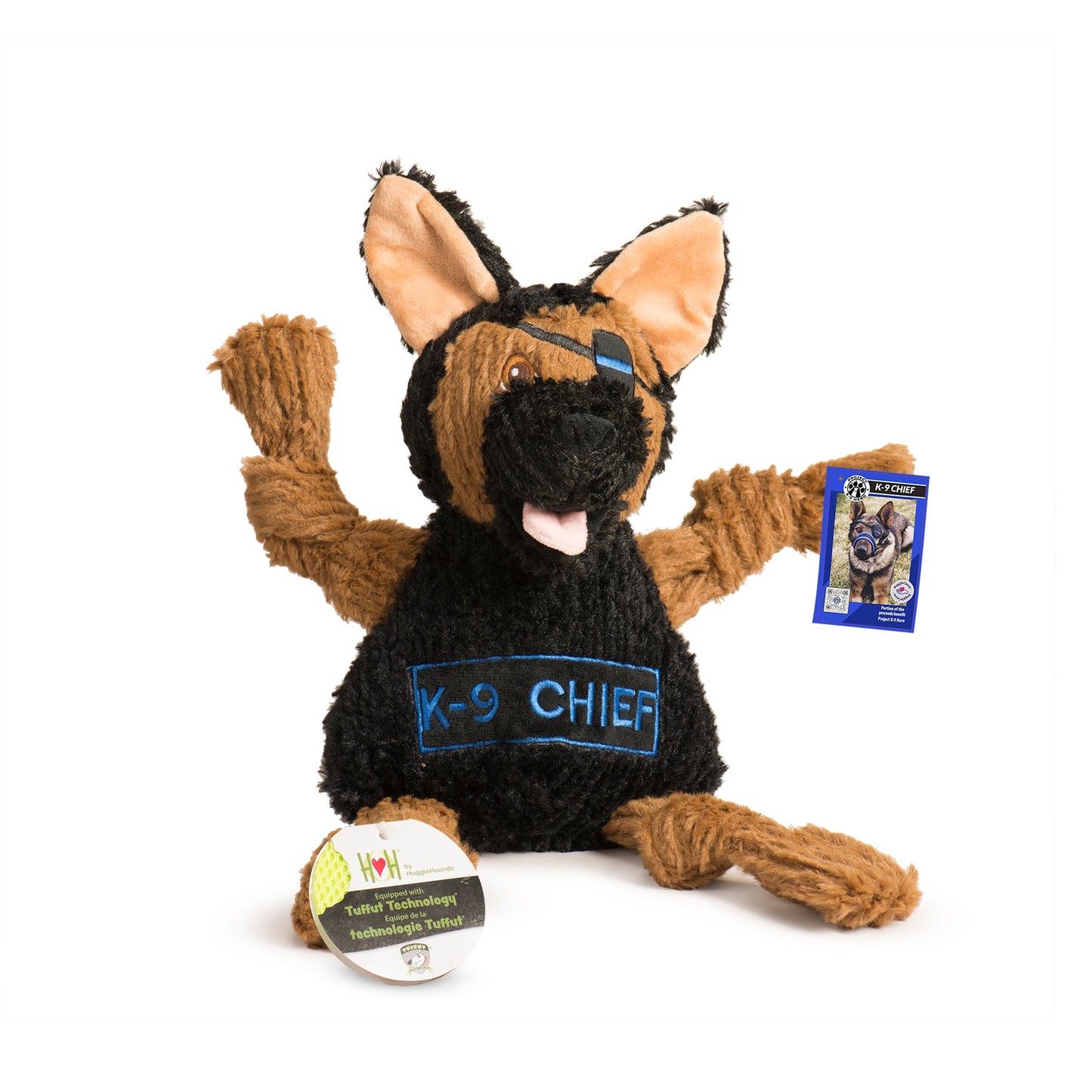 Dog Toy HuggleCause Project K-9 Hero K-9 Chief Knottie Plush main product image for dogs and cats