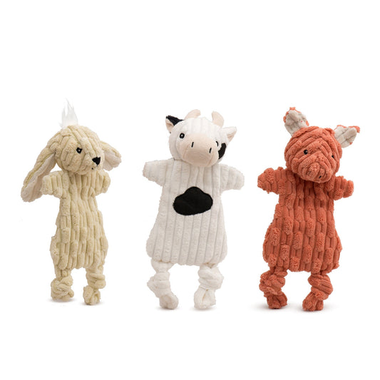 Dog Toy Barnyard HuggleFlatties Assorted Durable Plush Toys main product image for dogs and cats