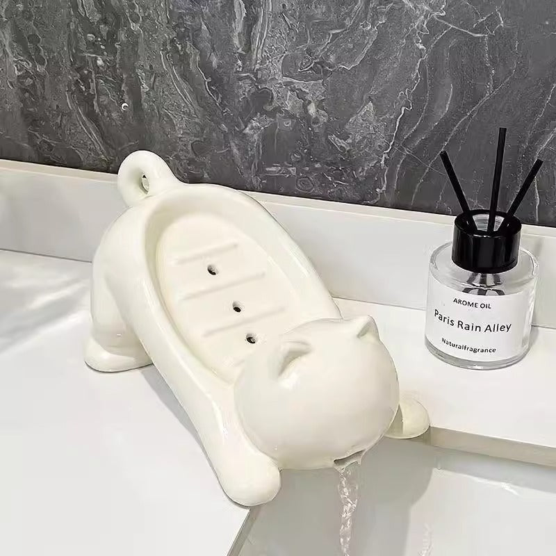 Pet Cat Drainage Bathroom Accessories Soap Anti Slip Dish - main product image
