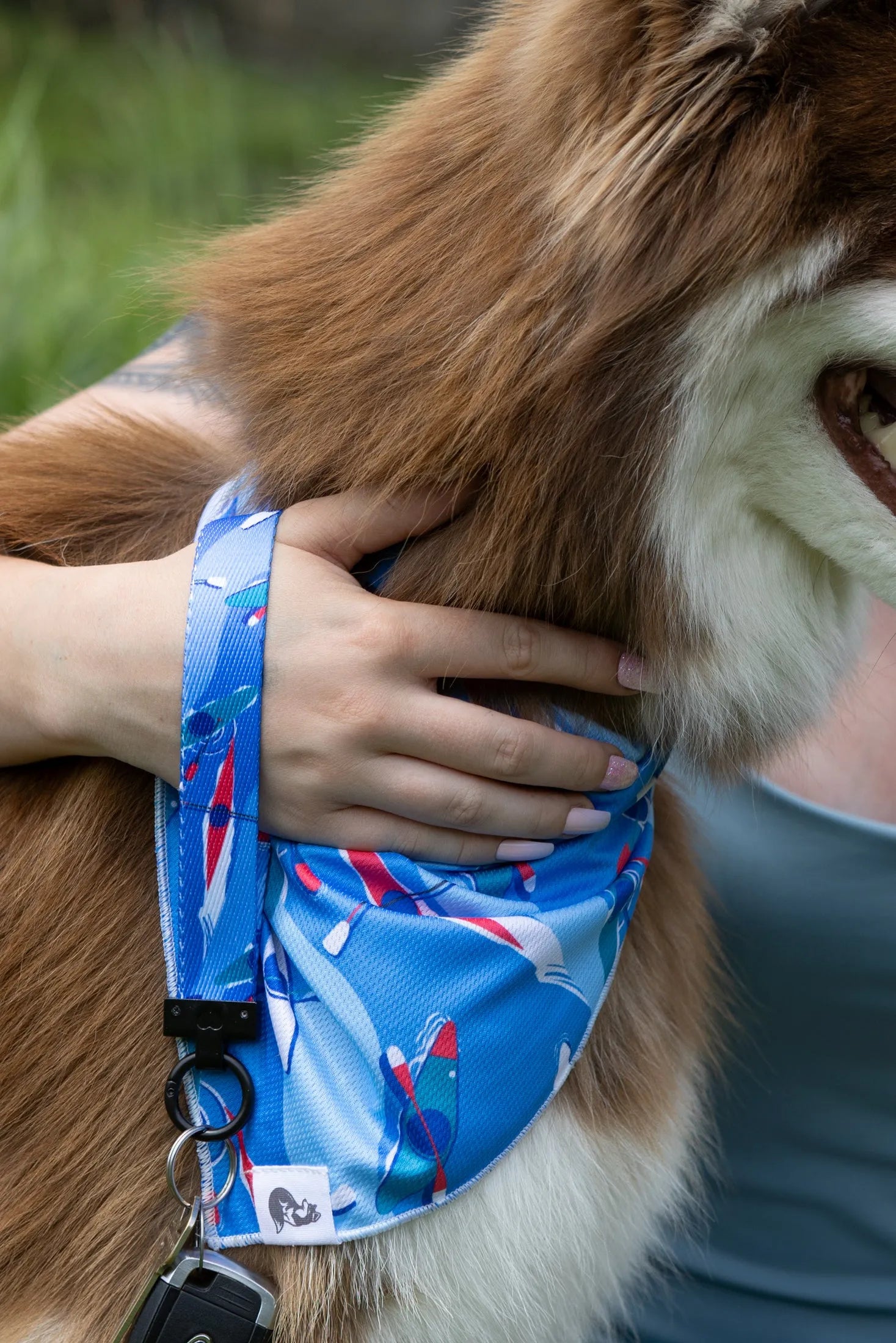 K9 Kayak Dog Bandana Matching Keychain Dog Bandanas Premium - detail view