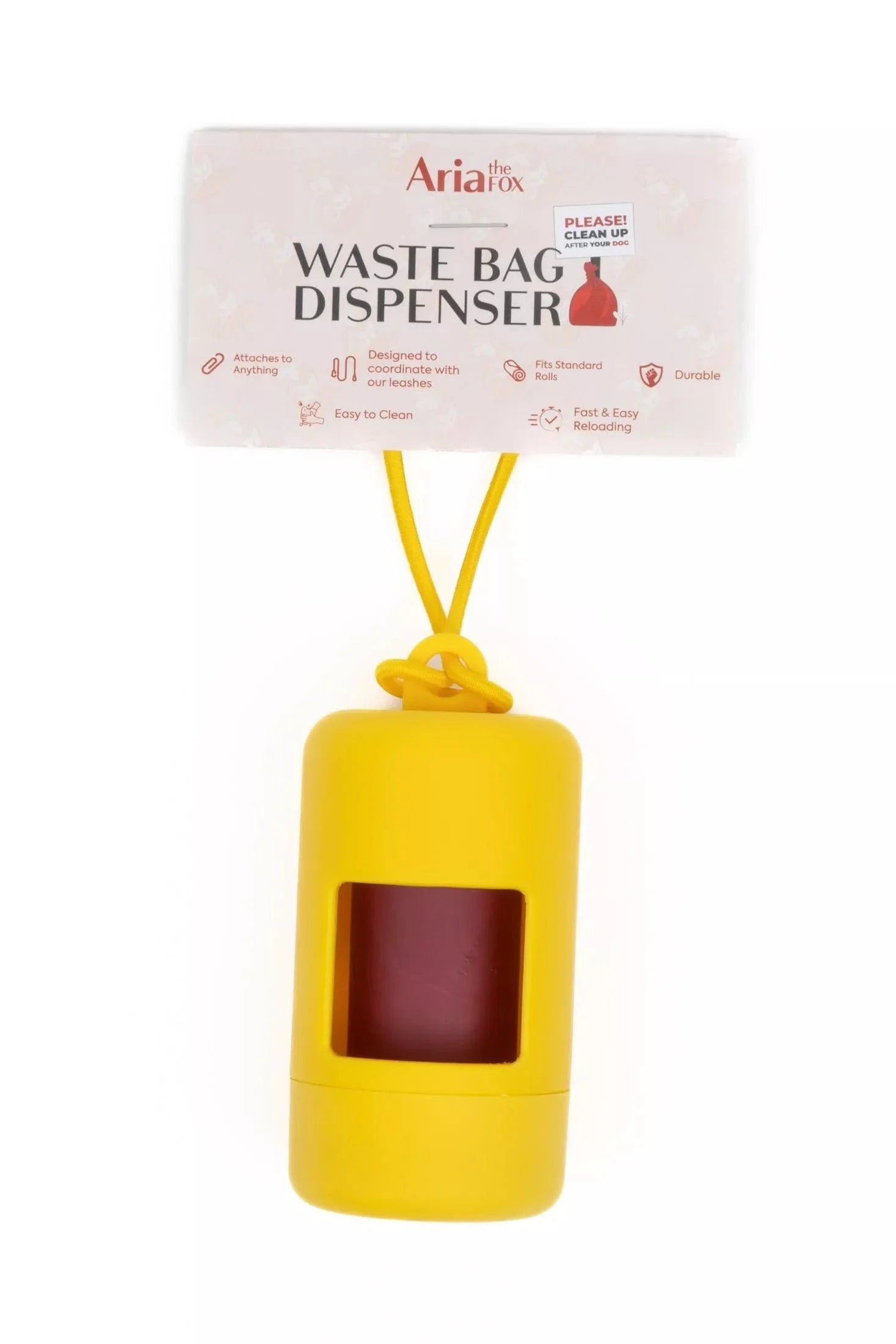 Dog Waste Bag Holder Leash Accessory Yellow Daily Walk Premi - close up view