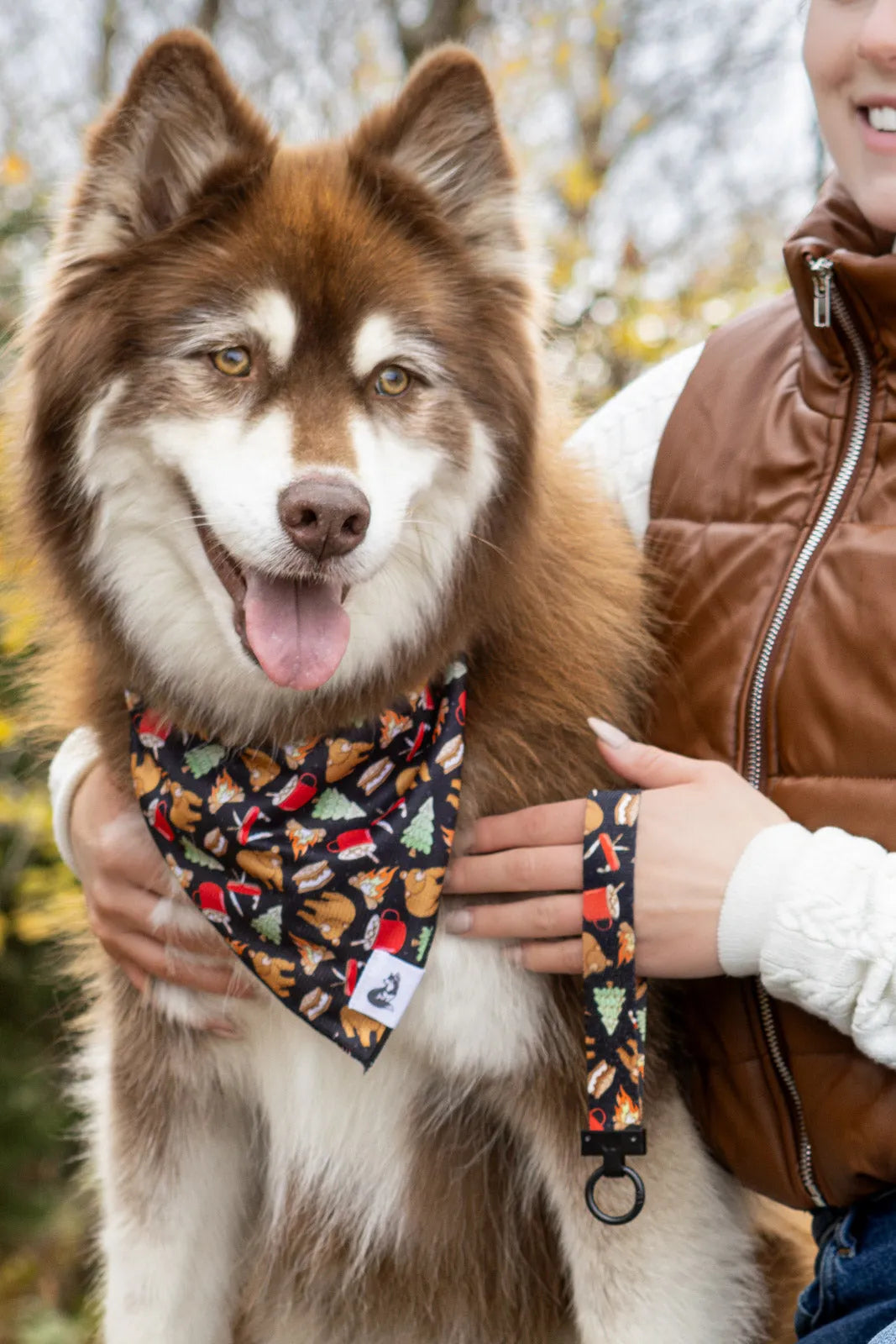 Woodland Tales Dog Bandana Matching Keychain Dog Bandanas - detail view