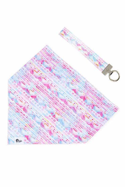 Pink And Blue Tribal Dog Bandana Matching Keychain Dog Pet - main product image