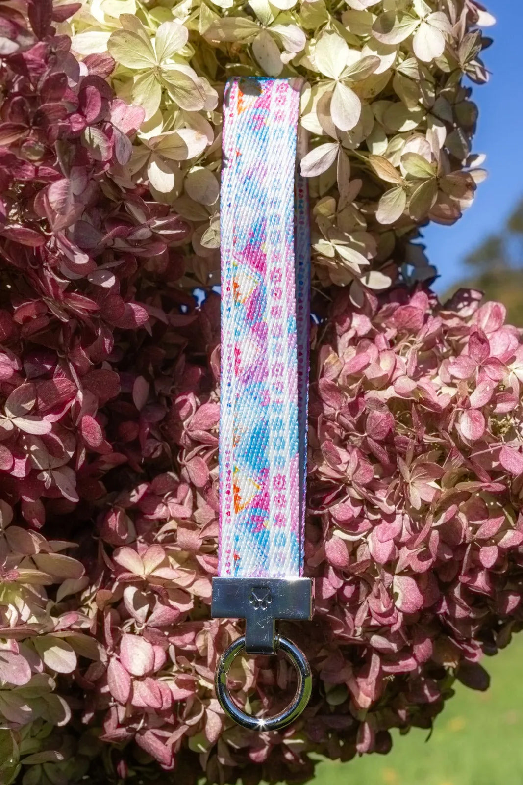 Pink And Blue Tribal Dog Bandana Matching Keychain Dog Pet - close up view