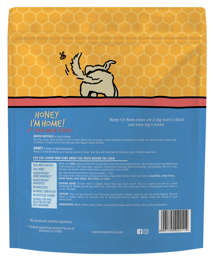 Honey Dog Buffalo Collagen Strips 6 5Pk Dog Treats Premium - detail view
