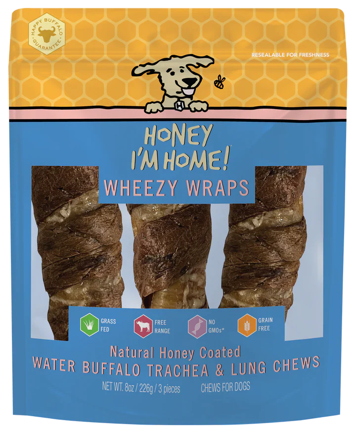 Honey Dog Buffalo Trachea Lung 6 3Pk dog treats Premium - main product image