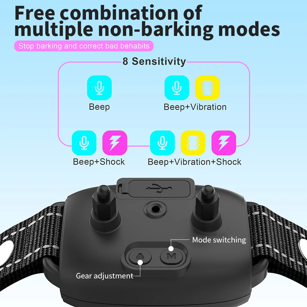 Smart Automatic Anti Barking Dog Collar Rechargeable Bark - close up view