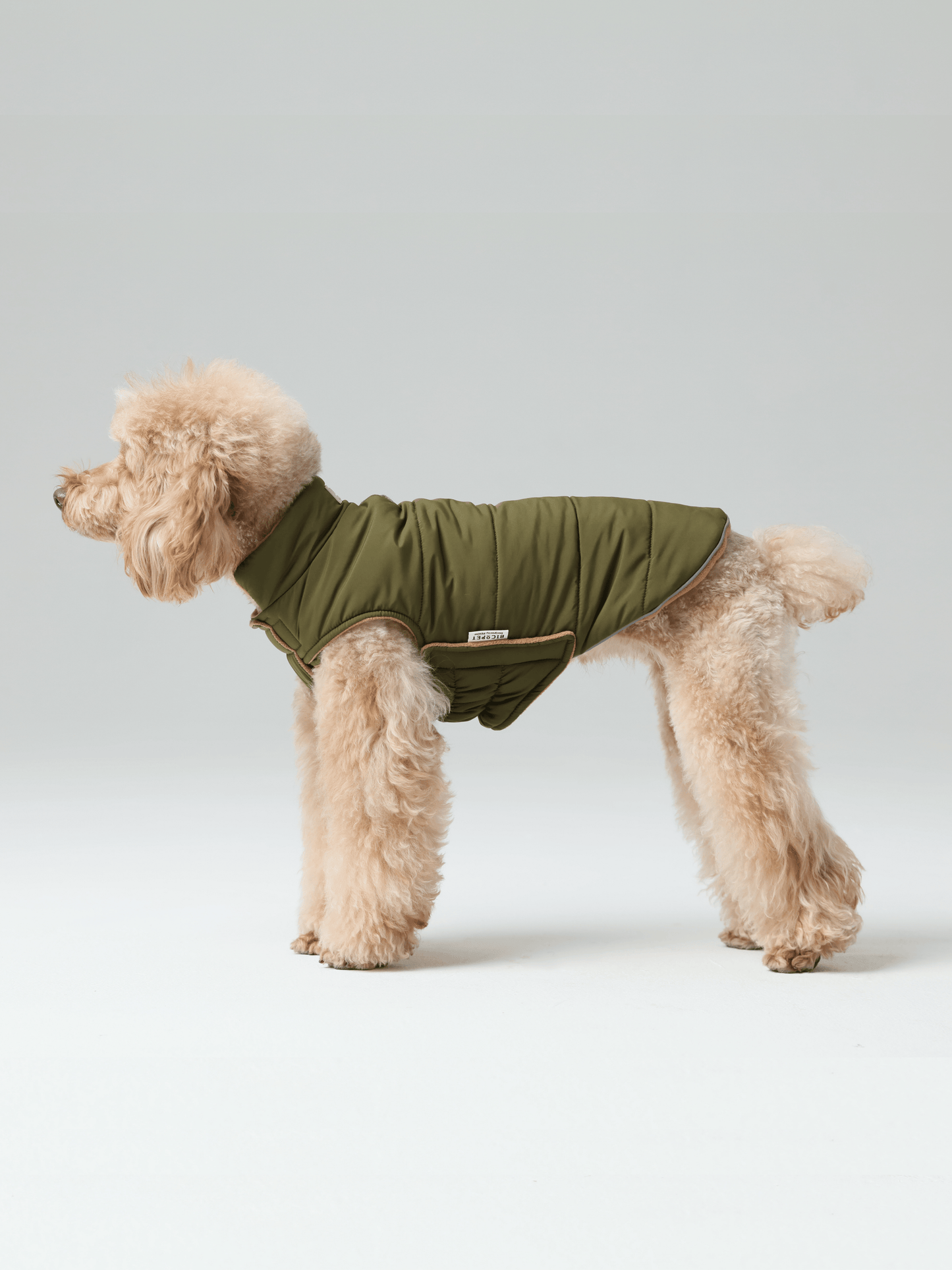 Reversible Dog Vest Jacket Green Brown Dog Apparel Premium - close up view