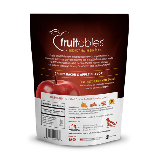 Fruitables Healthy Dog Treats: Crispy Bacon & Apple (7oz) - detail view
