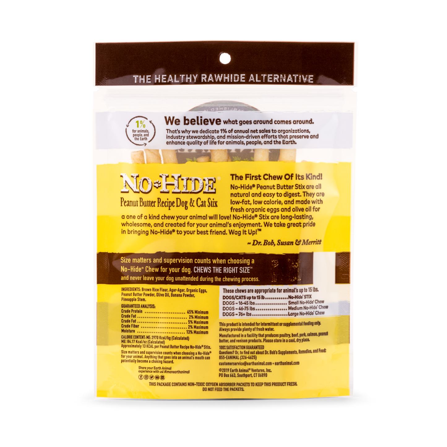 Earth Animal No Hide Peanut Butter Pet Stix (10pk) (1.6oz) - detail view