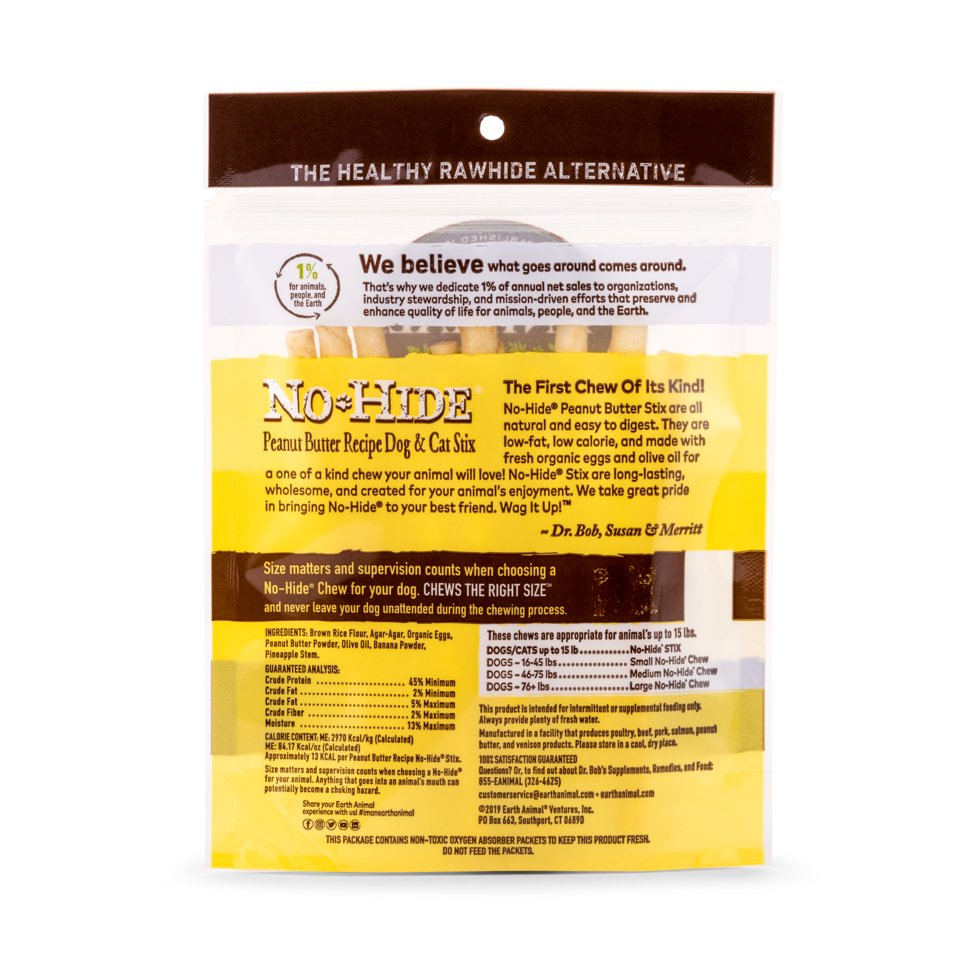 Earth Animal No Hide Peanut Butter Pet Stix (10pk) (1.6oz) - detail view