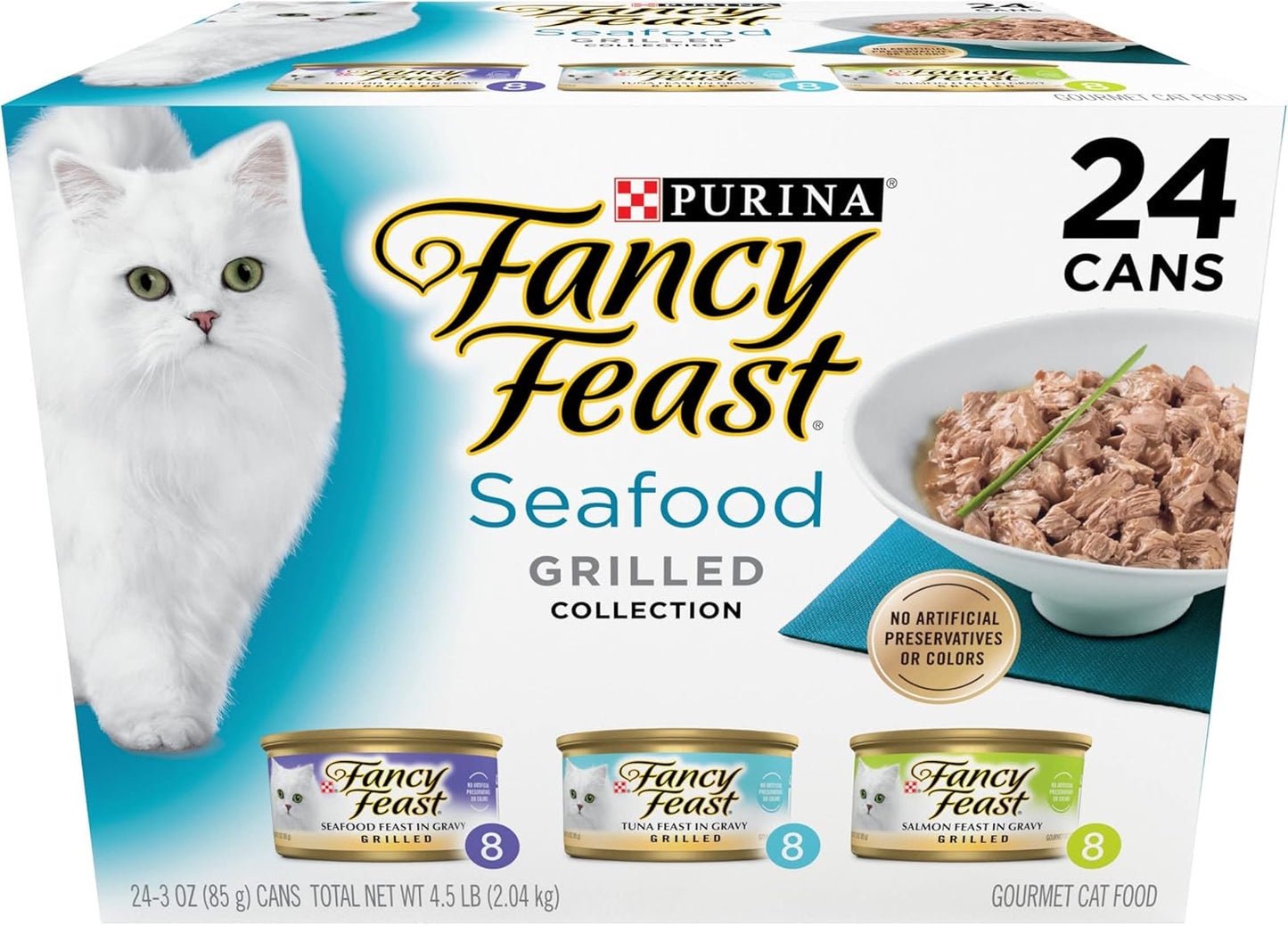 Fancy Feast Grilled Seafood Variety 3Oz 24Ct Wet Cat Food - main product image