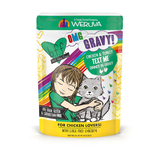 BFF OMG Text Me Chicken and Turkey Wet Cat Pouch (2.8oz) - main product image