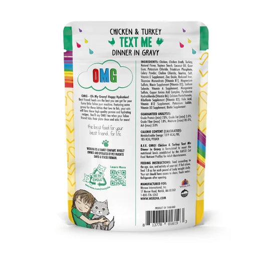 BFF OMG Text Me Chicken and Turkey Wet Cat Pouch (2.8oz) - detail view