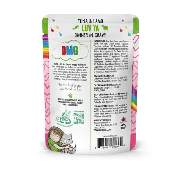 Bff Omg Adult Luv Ya Tuna And Lamb Wet Cat Pouch 3Oz Wet Cat - detail view