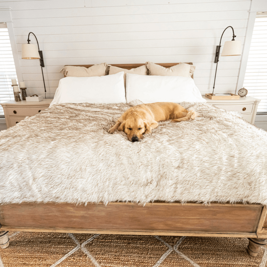 Pupprotector Waterproof Throw Blanket White With Brown Pet - gallery image 9