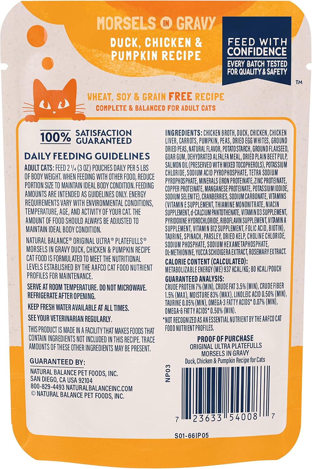 Natural Balance Cat Pouch Platefulls Duck Chicken Pumpkin - detail view