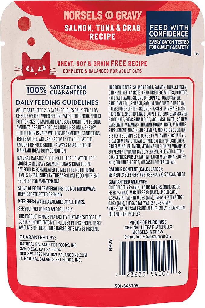 Natural Balance Cat Pouch Platefulls Salmon Tuna Crab 3Oz - detail view