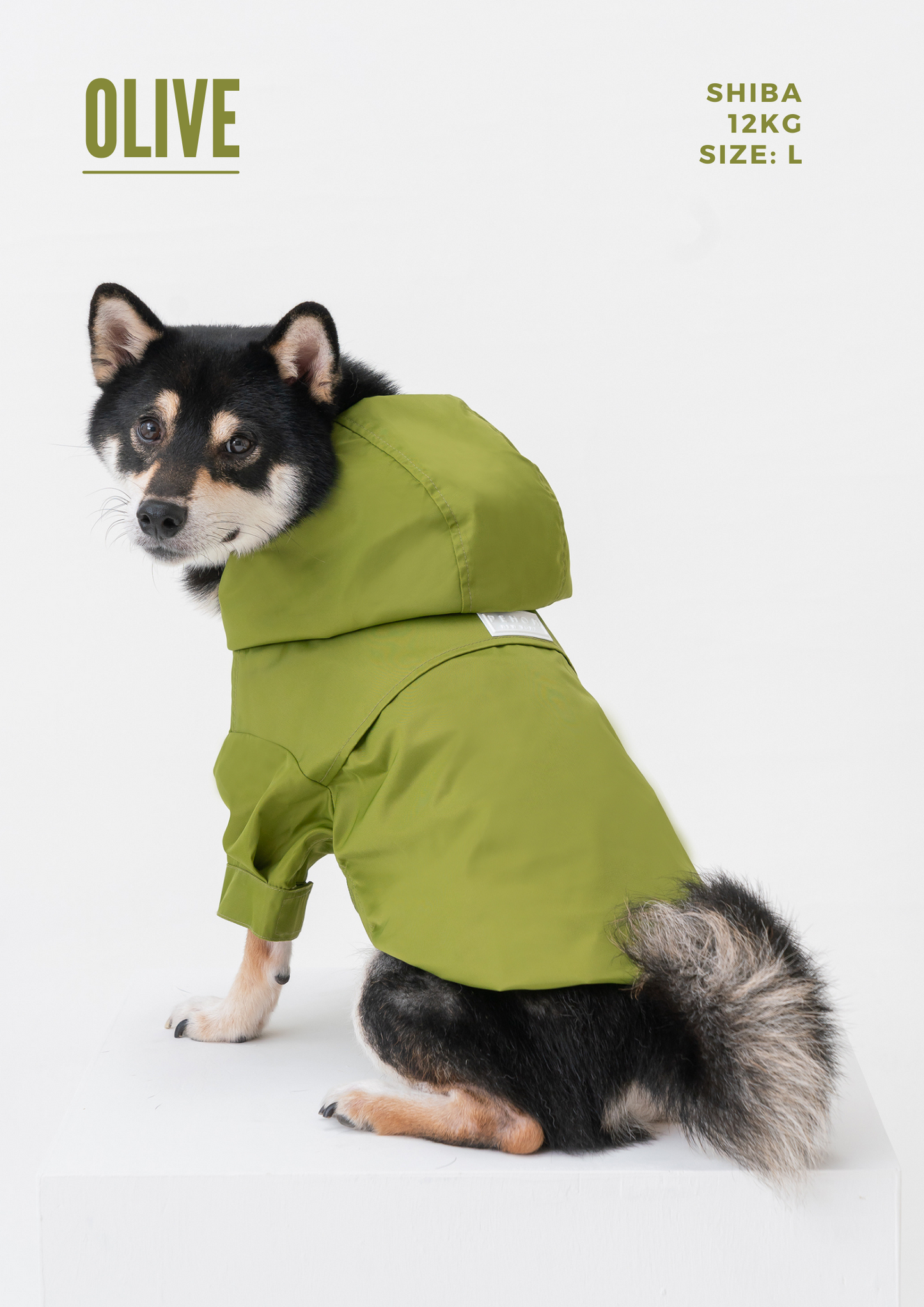 Tribeca Adjustable Velcro Raincoat Olive Dog Apparel Premium - detail view