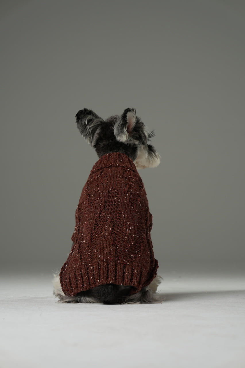 Glacier Pet Sweater Burgundy Dog Sweaters Premium Pet Supply - close up view