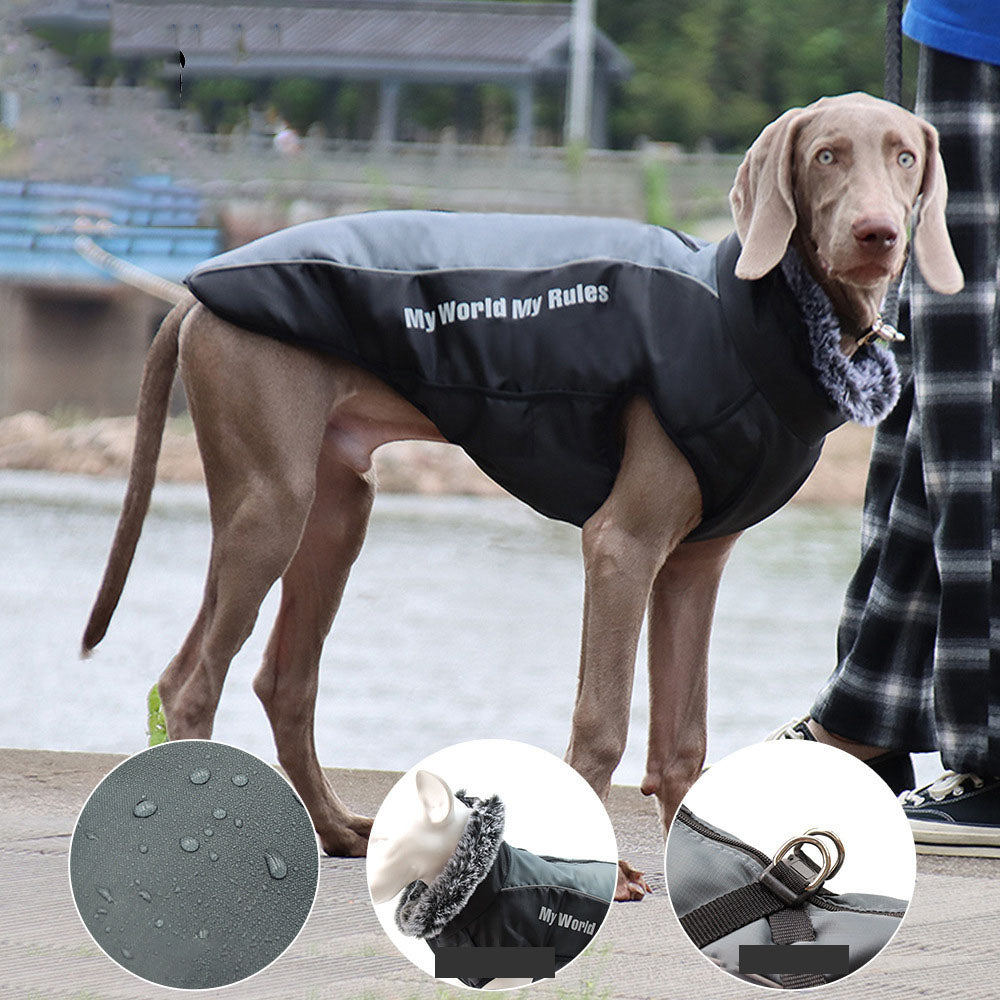New Large Pet Warm Reflective Dog Thickened Coat Vest Jacket - close up view