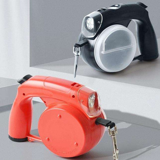 5 In 1 Multifunctional Dog Waterproof Automatic Led Retractable Leash with Poop Bag - detail view | Dog Leashes at Purrfect