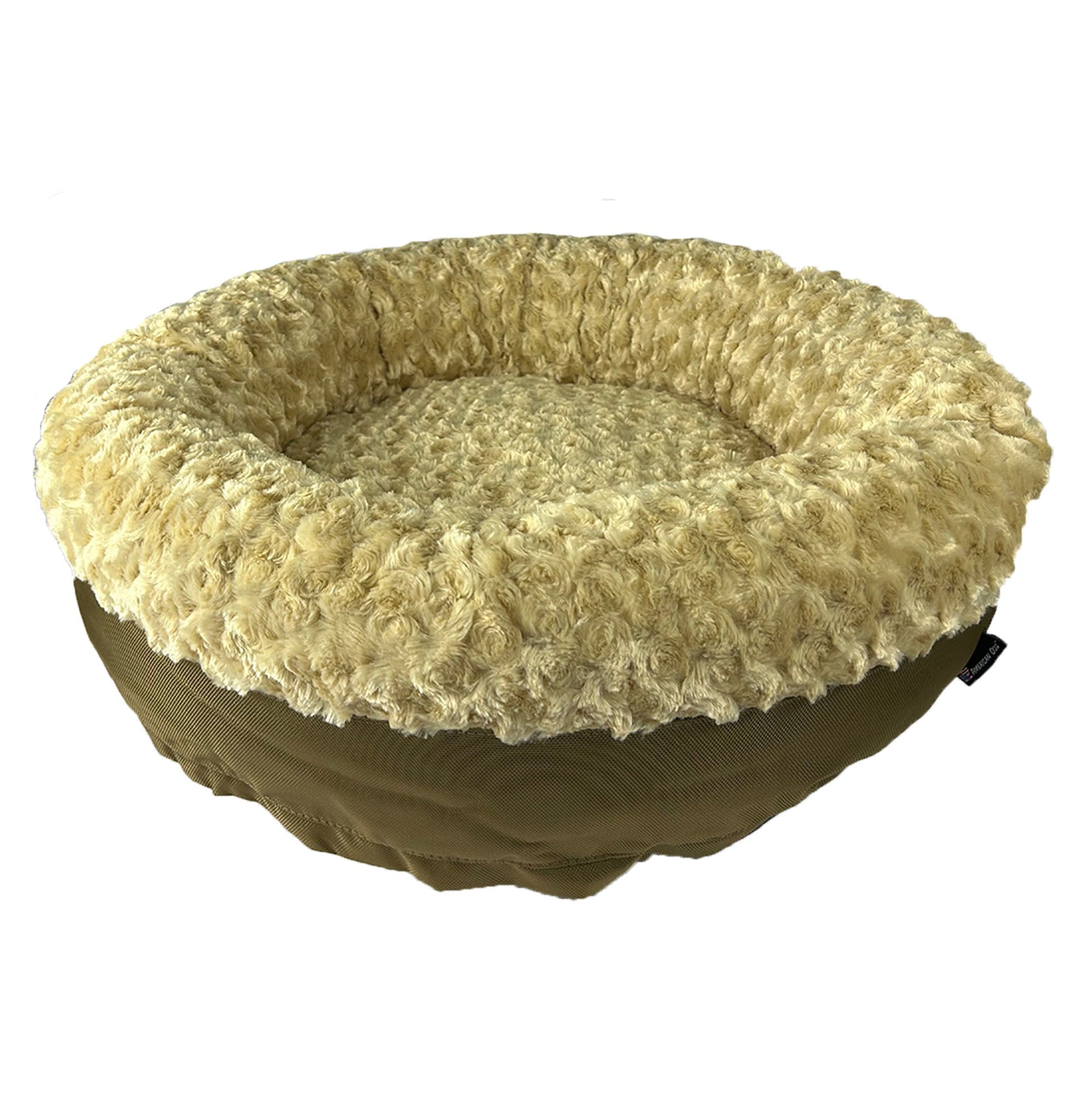 Dog Bed Round Bolstered Furvana Washable Pet Bed Comfort - detail view