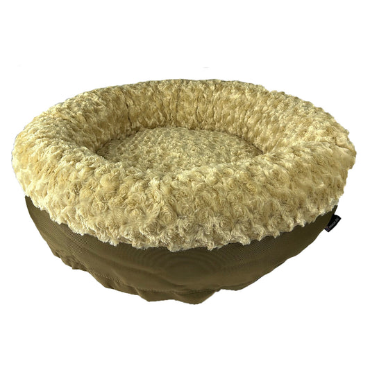Dog Bed Round Bolstered Furvana Washable Pet Bed Comfort - detail view