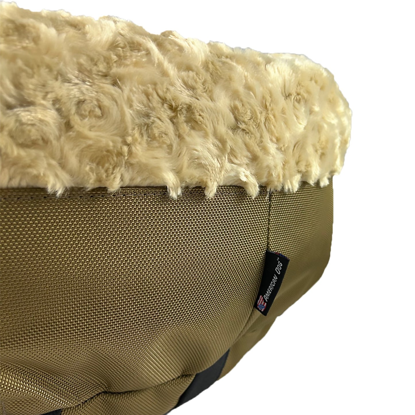Dog Bed Round Bolstered Furvana Washable Pet Bed Comfort - close up view