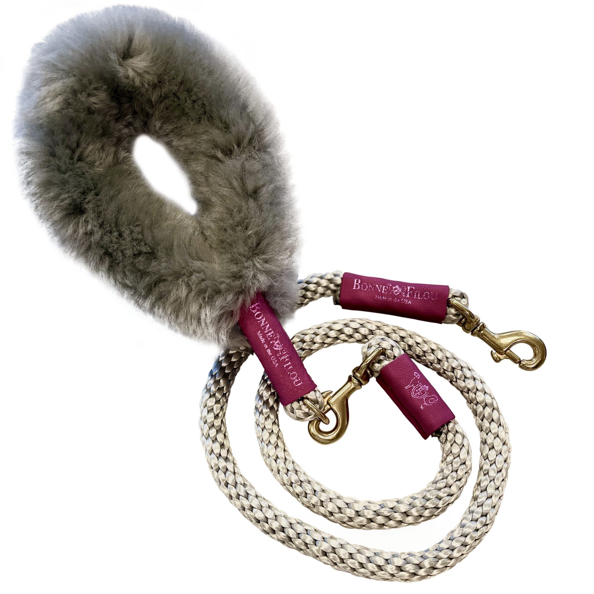 Dog Leash Bundle Shearling Fur Grip Rope Leash for Daily Use - gallery product image for dog leash