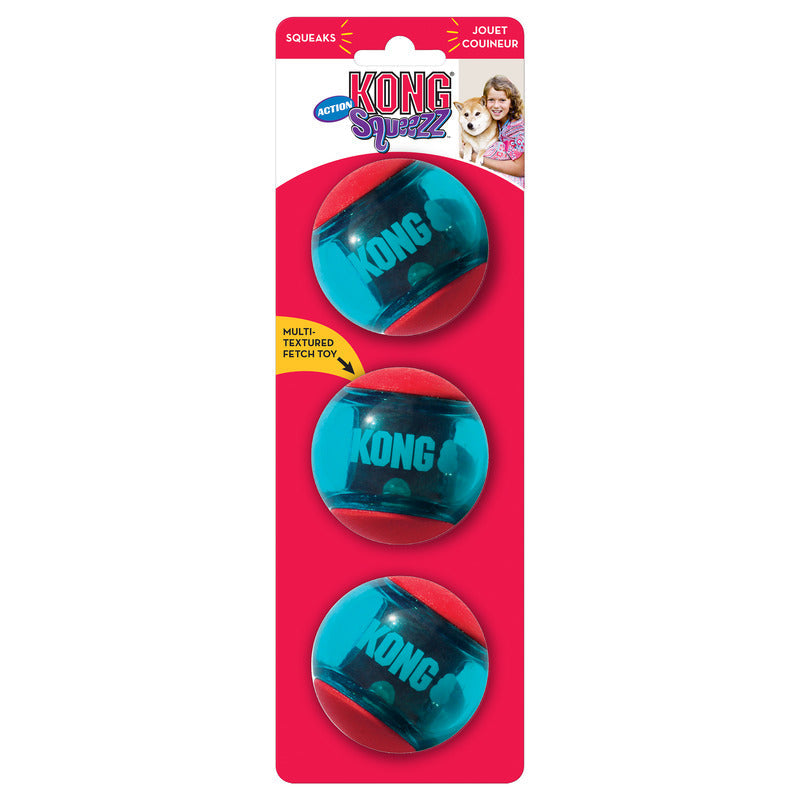 KONG Squeezz Action Ball Medium Fetch Dog Toy Durable Play - main product image