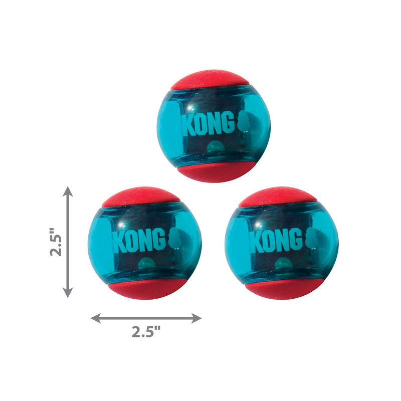 KONG Squeezz Action Ball Medium Fetch Dog Toy Durable Play - close up view