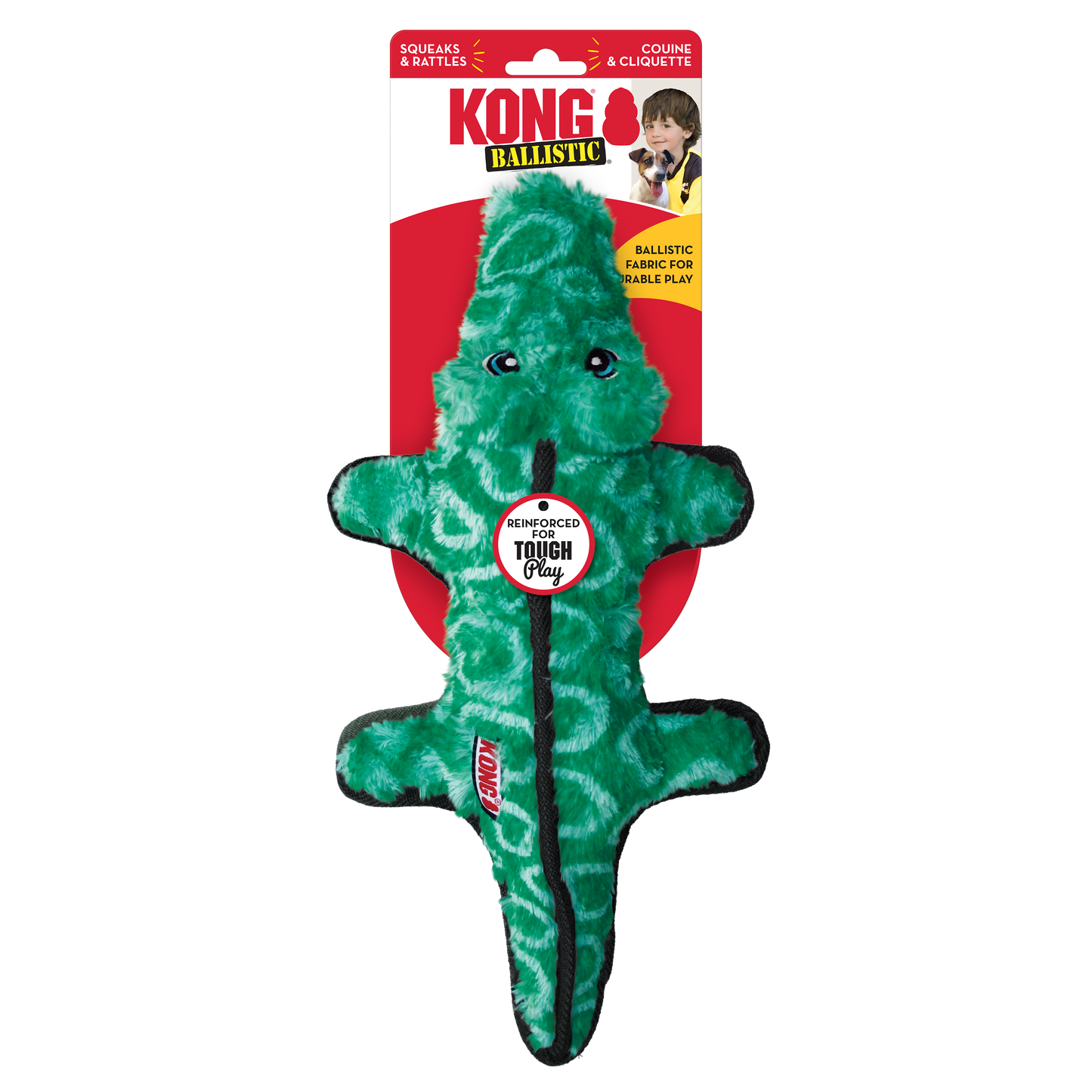 KONG Ballistic Alligator Medium Large Fetch Dog Toy Durable - lifestyle view