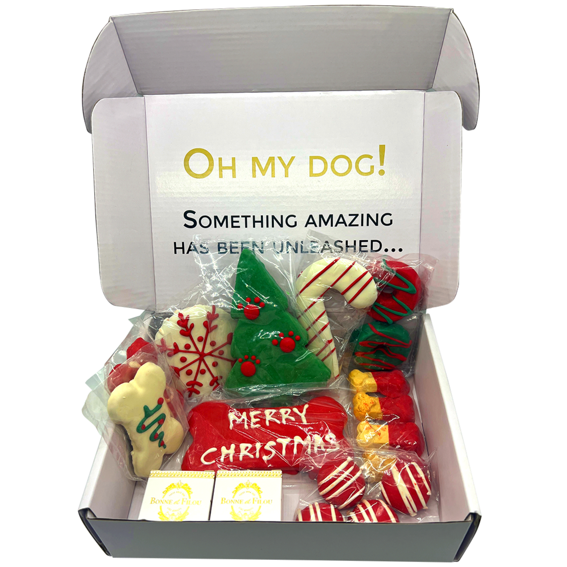 Dog Treats Christmas Themed Treats Gift Box for Daily Use - close up product image for dog treats