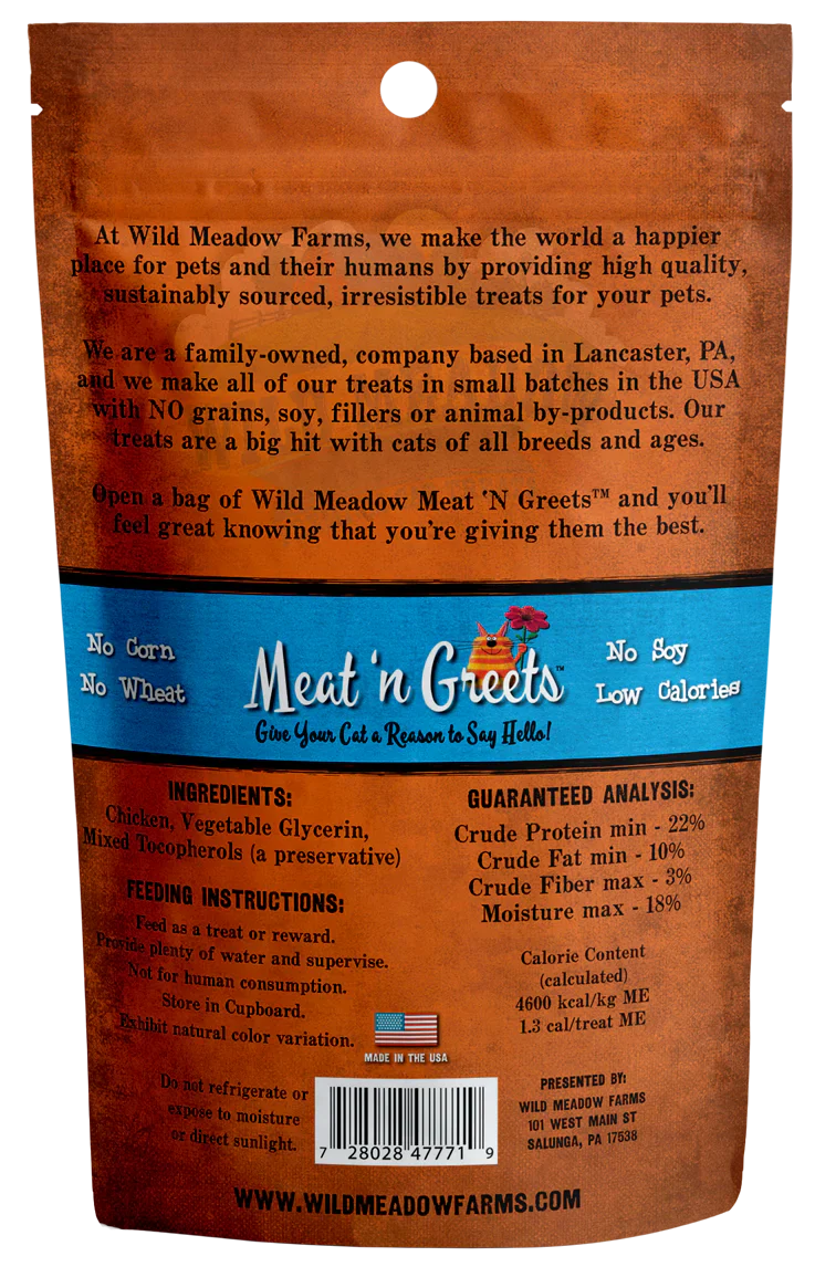 Wild Meadow Farms Meat N Greets Chicken 2Oz Cat Treats - detail view