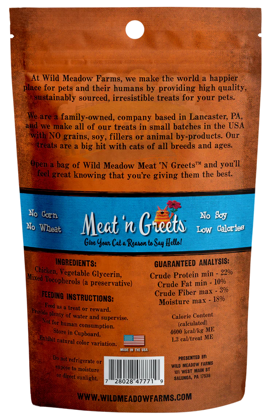 Wild Meadow Farms Meat N Greets Chicken 2Oz Cat Treats - detail view