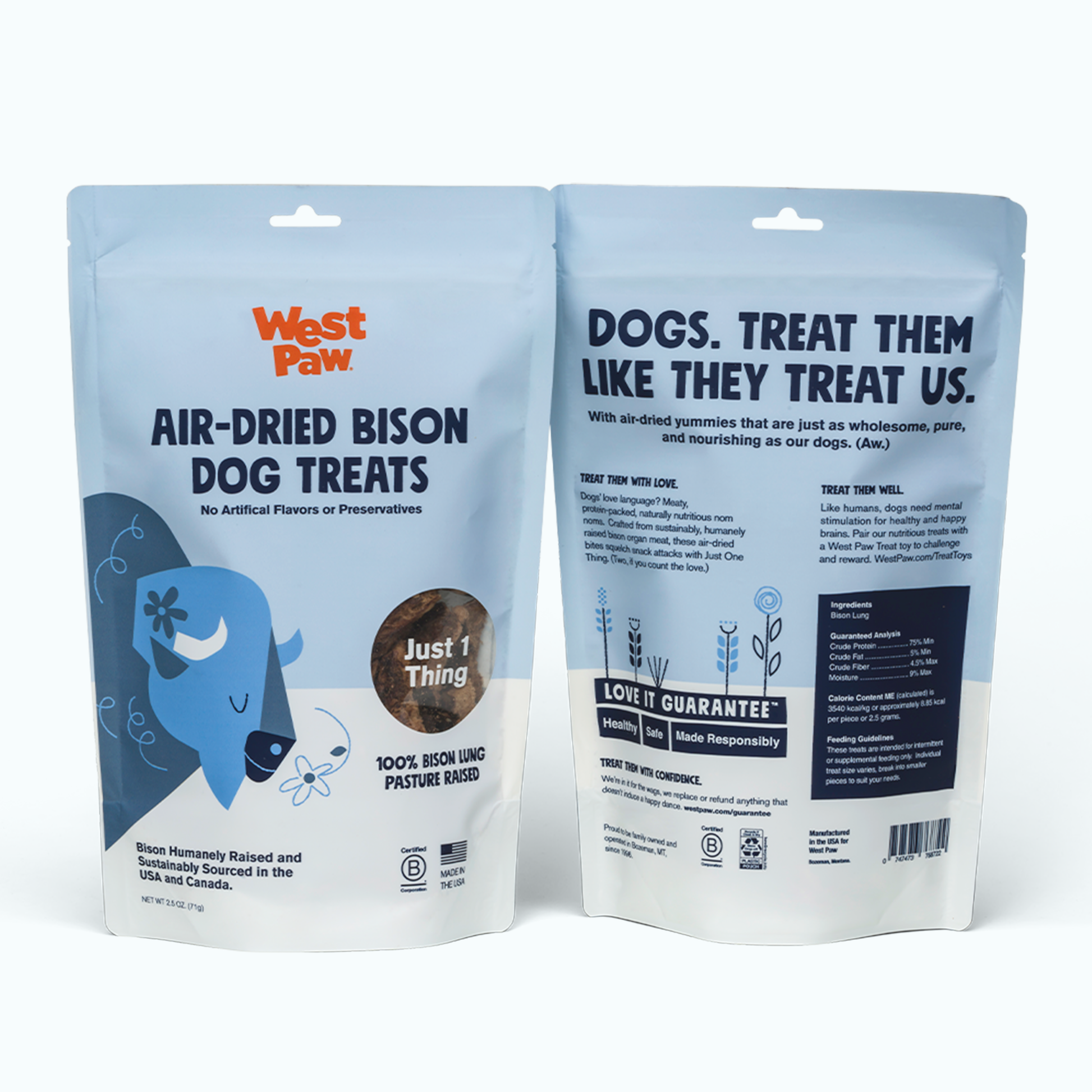 Dog Treats Bison Lung Natural Protein Reward Chews - close up view