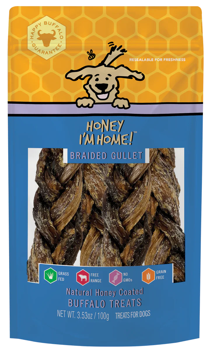 Honey Dog Buffalo Braided Gullet 3 53Oz dog treats Premium - main product image