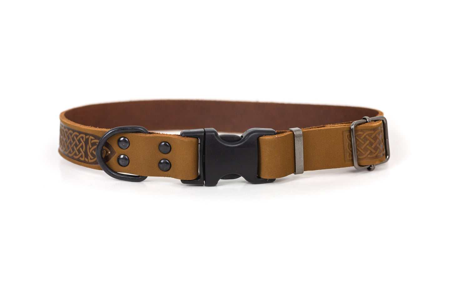 Dog Collar Celtic Sport Earth Brown Leather Collar l main product image for dogs and cats