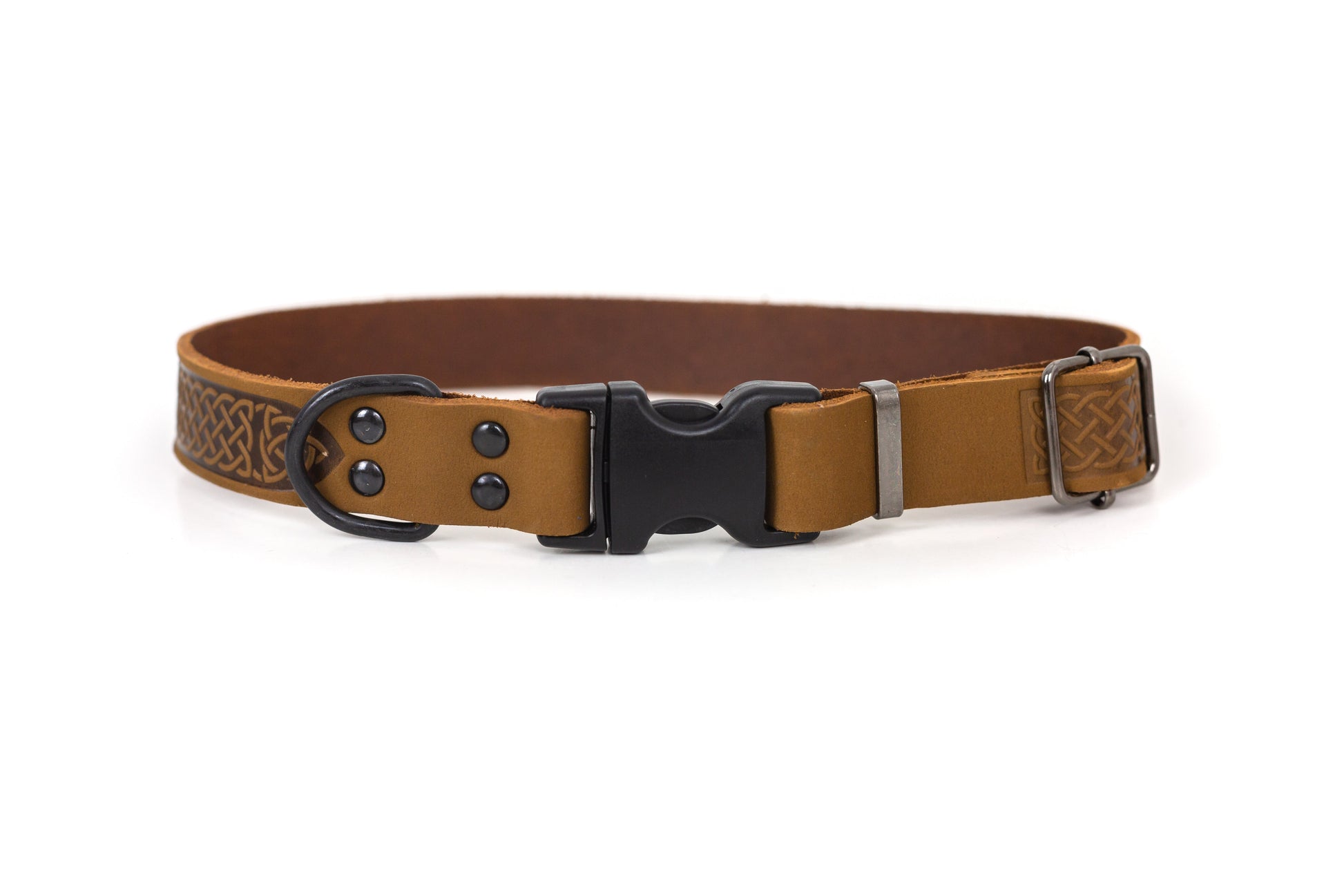 Dog Collar Celtic Sport Earth Brown Leather Collar l main product image for dogs and cats