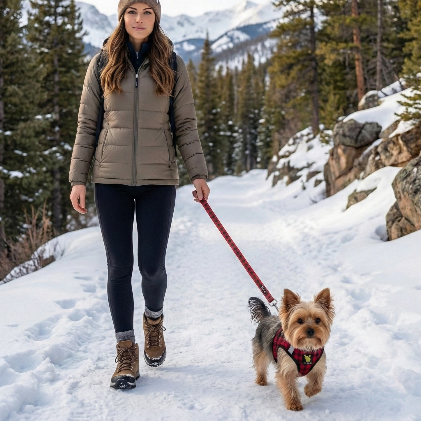 Dog Leash Red Plaid Leash by EcoBark Buffalo Check Padded - detail product image for dog leash