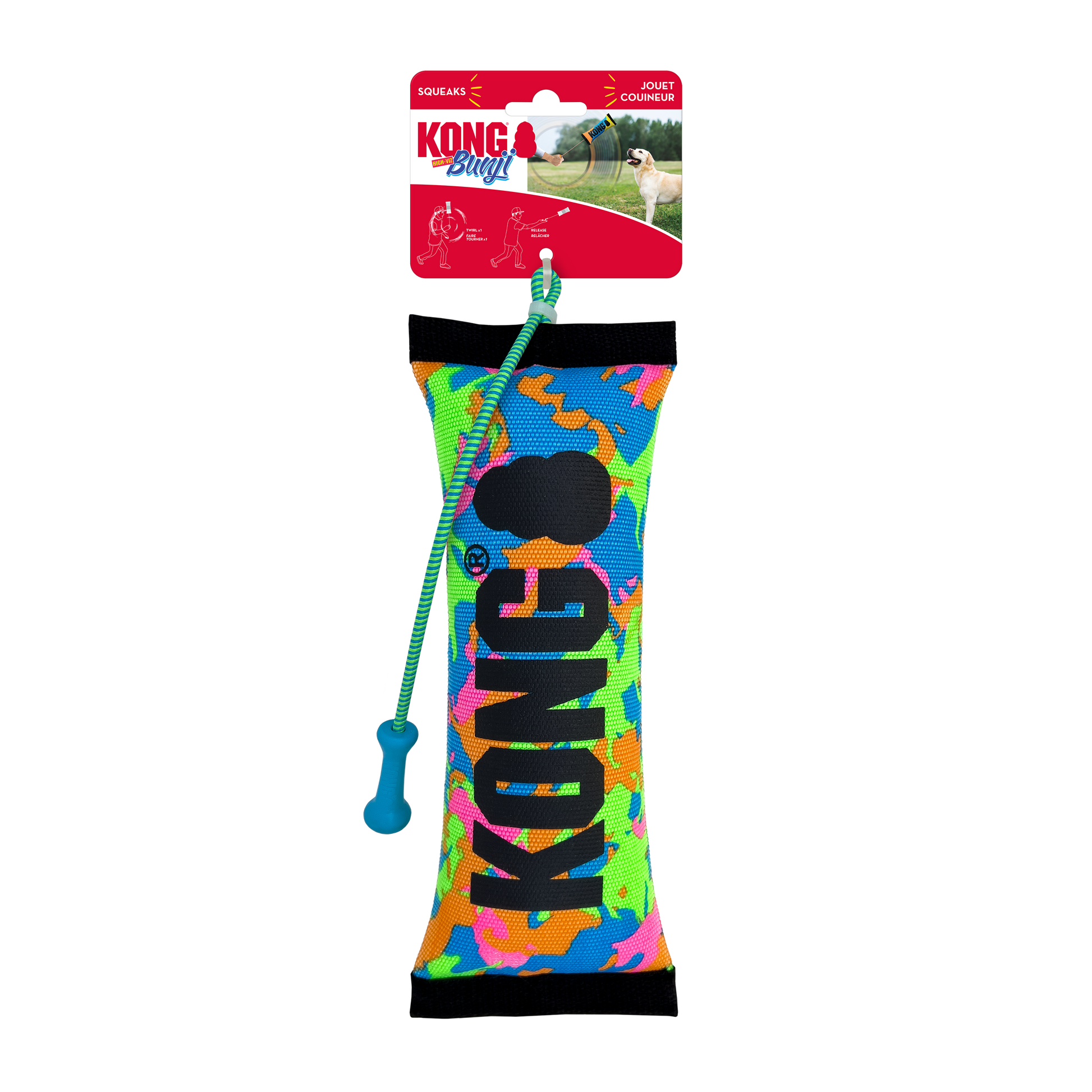 KONG Bunji High Viz Bumper Assorted Medium Fetch Dog Toy - lifestyle view