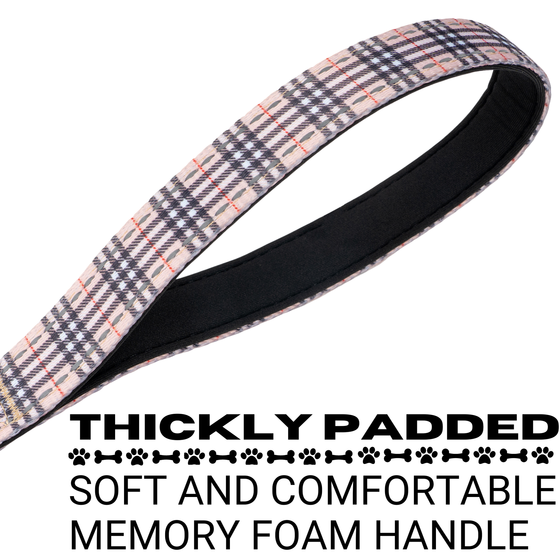 Dog Leash EcoBark Tan Plaid Leash- Padded Comfort Grip Leash - gallery product image for dog leash
