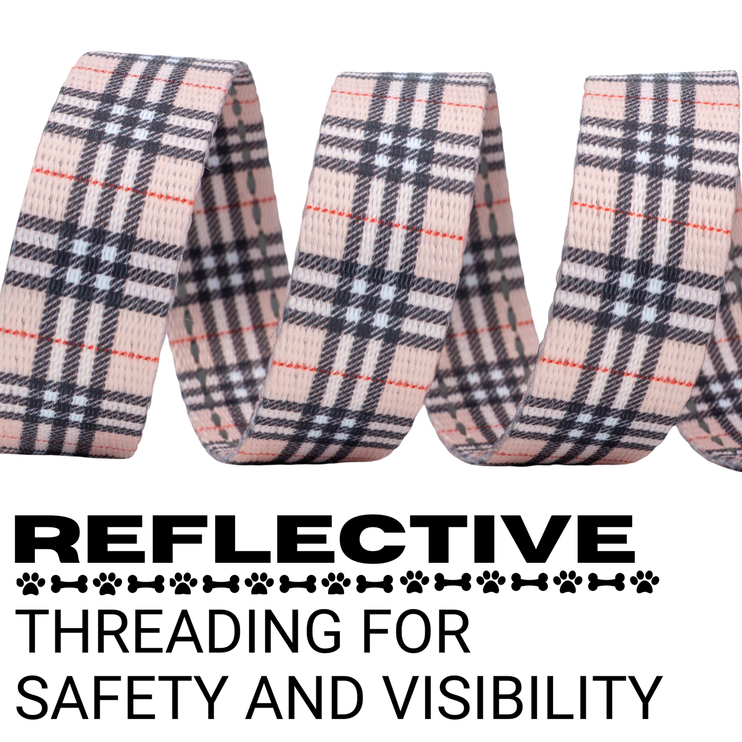 Dog Leash EcoBark Tan Plaid Leash- Padded Comfort Grip Leash - gallery product image for dog leash