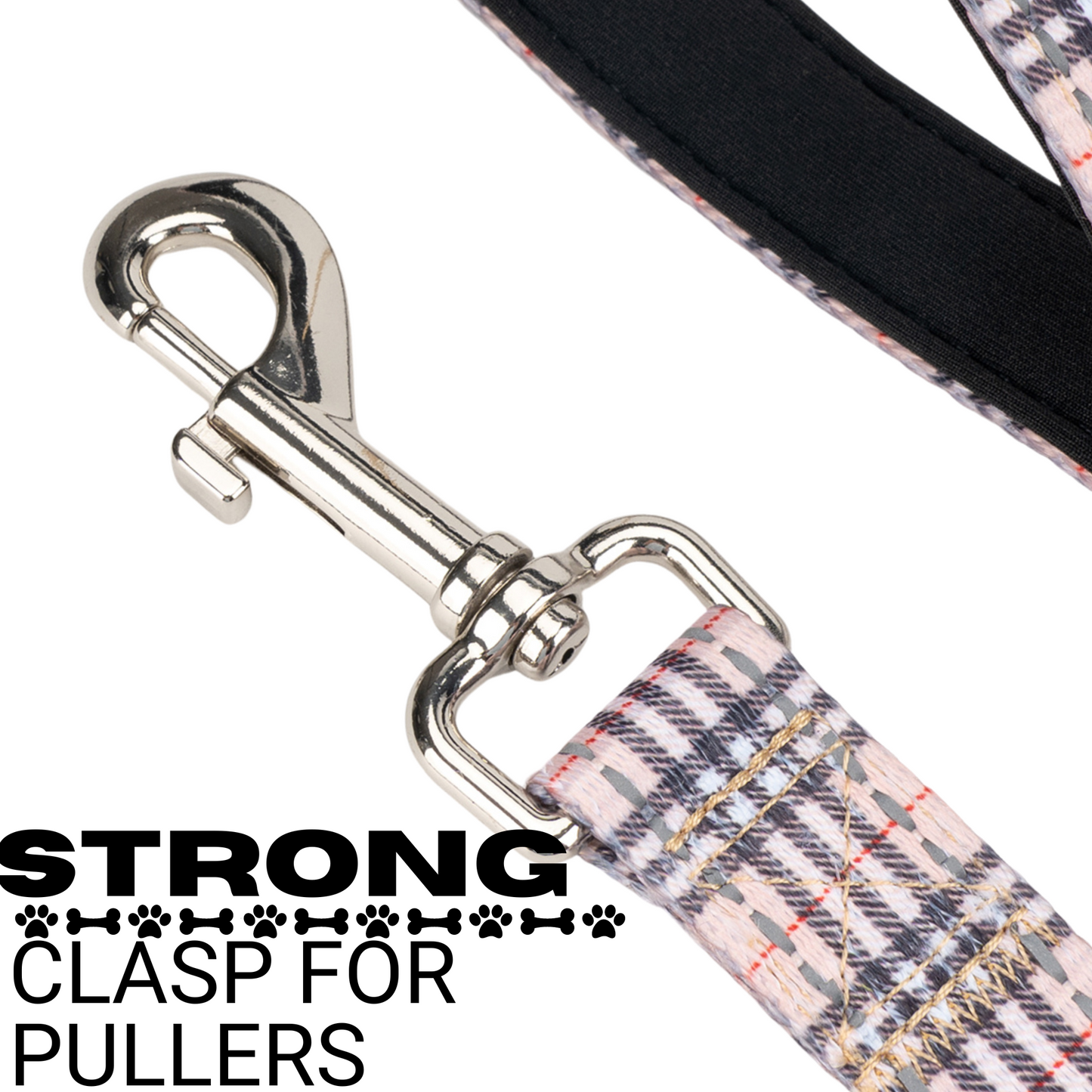Dog Leash EcoBark Tan Plaid Leash- Padded Comfort Grip Leash - gallery product image for dog leash