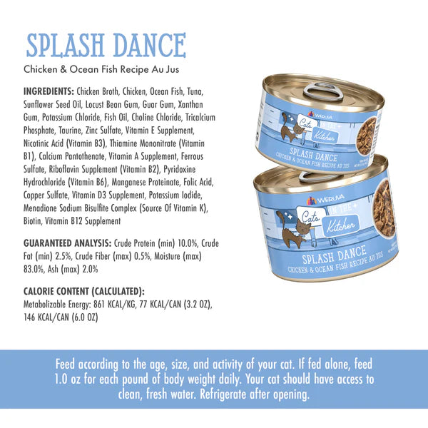 Cats In The Kitchen Splash Dance Chicken And Ocean Fish - close up view